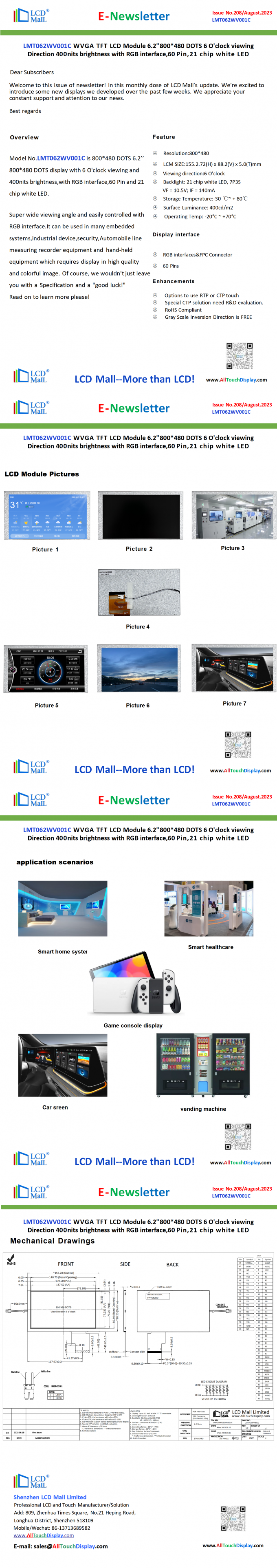 laatste bedrijfsnieuws over Uitgave 208 Newsletter_6.2 inch LMT062WV001C From LCD Mall  0