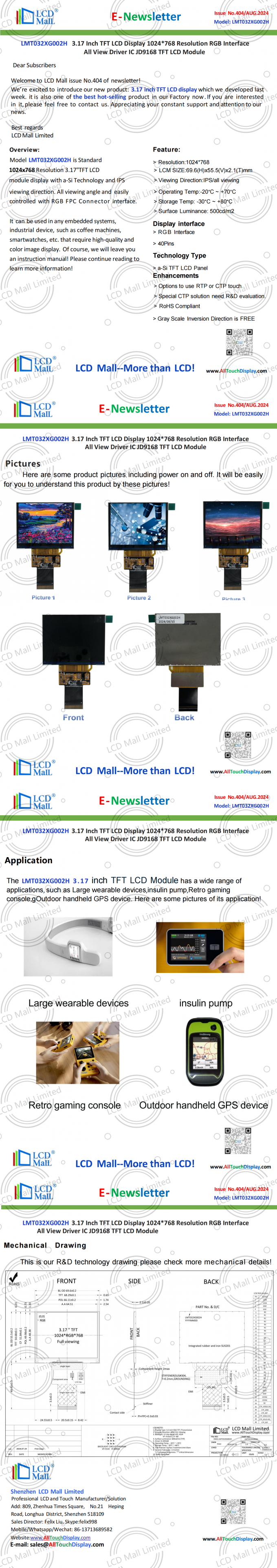 laatste bedrijfsnieuws over Uitgave nr. 404 Newsletter_3.17 inch LMTO32XG002H From LCD Mall  0