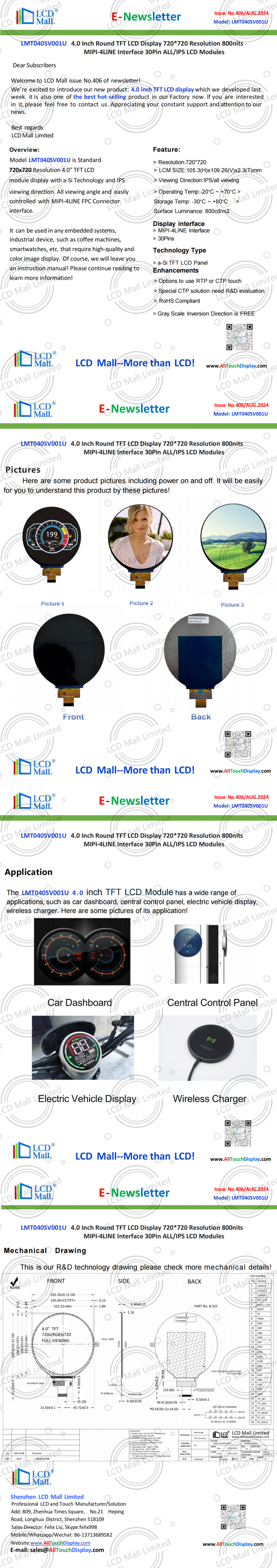 laatste bedrijfsnieuws over Uitgave nr. 406 Newsletter_4.0 inch LMT040SV001U From LCD Mall  0